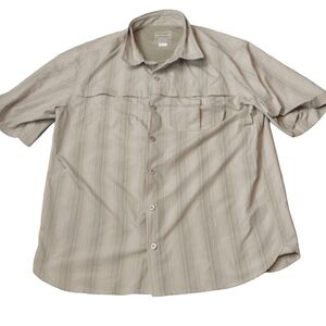 MERRELL outdoor fishing shirt tan striped size XL